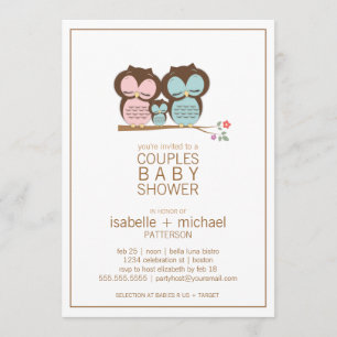 Cute Owl Family Couples Baby shower Invitation Kaart