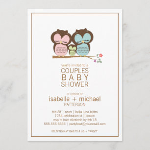 Cute Owl Family Couples Baby shower Neutraal Kaart