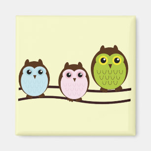 Cute Owl Family koelkast magnet Magneet