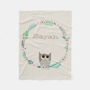 Cute Owl Fleece Blanket
