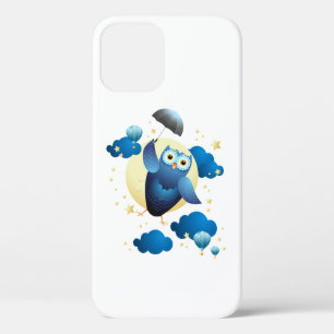 Cute Owl Flying with Umbrella iPhone 12 Hoesje