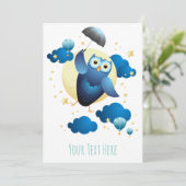 Cute Owl Flying with Umbrella Kaart (Staand voorkant)