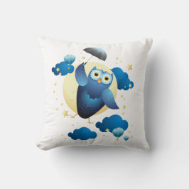 Cute Owl Flying with Umbrella Kussen