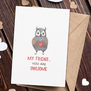 Cute Owl Friend Valentijnsdag Kaart