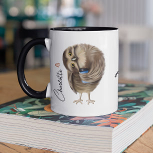 Cute Owl Funny Coffee Script Persoonlijke naam Mok
