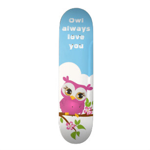 Cute Owl Girl op een Branch Skateboard
