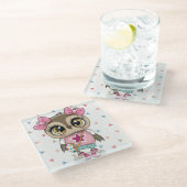 Cute Owl Glazen Onderzetter (Schuin)