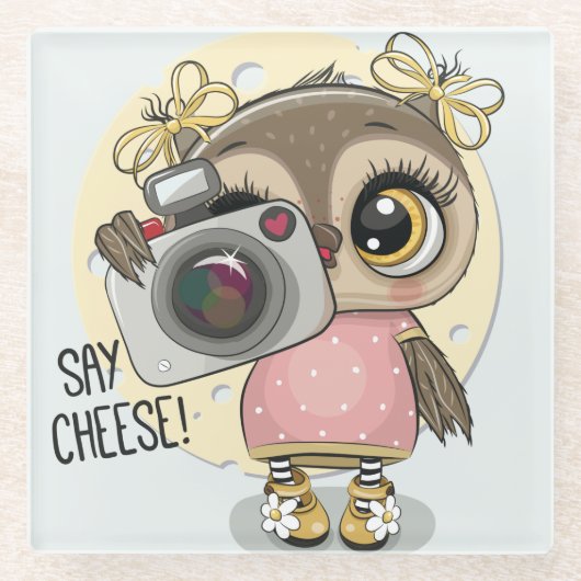 Cute Owl Glazen Onderzetter (Voorkant)
