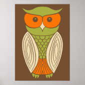Cute Owl Graphic Retro Brown Poster (Voorkant)