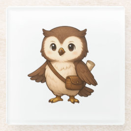 Cute Owl Illustration – Okojo and Friends Illust Glazen Onderzetter