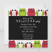 Cute Owl Invitation Kaart (Achterkant)