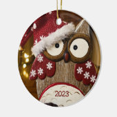 Cute Owl Kersthout Keramisch Ornament (Links)