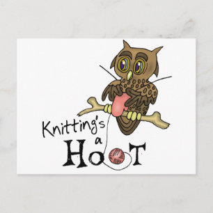 Cute Owl Knitting Briefkaart
