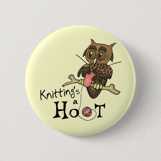 Cute Owl Knitting Button (Voorkant)
