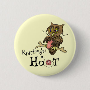 Cute Owl Knitting Button