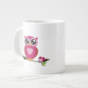 Cute Owl Love Hearts Fine Vector Art Jumbo Mok