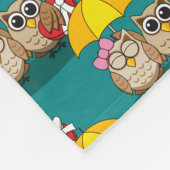 Cute Owl Lovers w/ Umbrella & Red Chocolate Box Fleece Deken (Hoek)