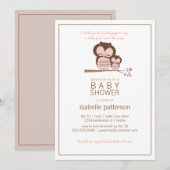Cute Owl & Mama C'est une invitation pour Baby sho (Devant / Derrière)
