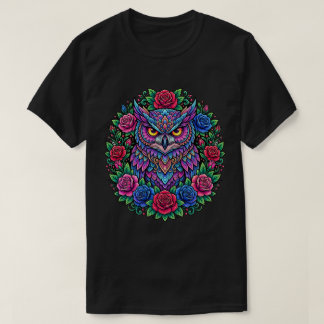 Cute Owl Mandala Art Floral Design for Women Girls T-shirt