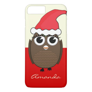 Cute Owl met kerstPet - Rood iPhone 8 Plus / 7 Plus Hoesje