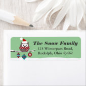 Cute Owl Noël Mailing Étiquette COULEUR PERSONNALI (En situation)