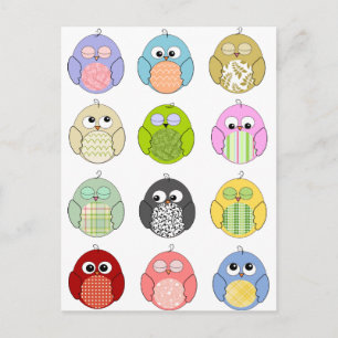 Cute Owl Pattern Briefkaart