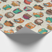 Cute Owl Pattern Cadeaupapier (Hoek)