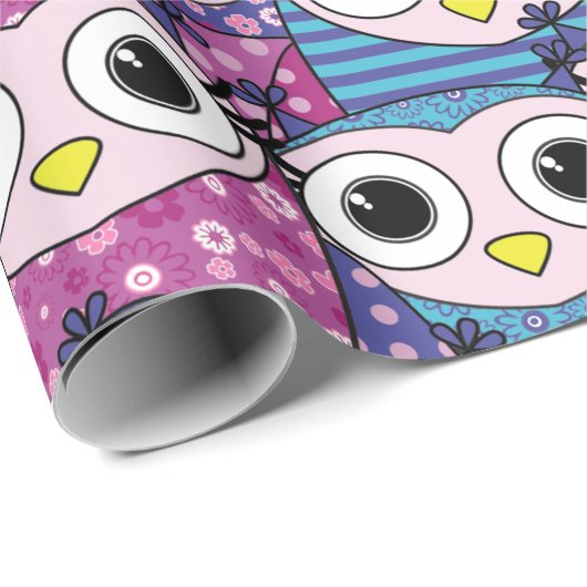 Cute Owl Pattern Cadeaupapier (Rol Hoek)
