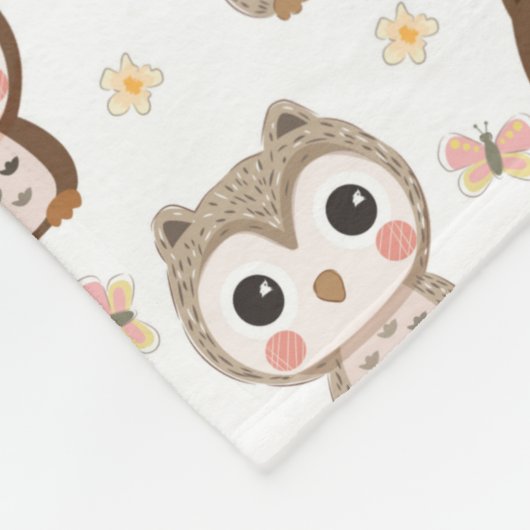 Cute Owl Pattern Fleece Blanket (Hoek)