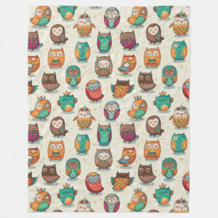 Cute Owl Pattern Fleece Blanket Deken