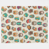 Cute Owl Pattern Fleece Blanket Deken (Voorkant (Horizontaal))
