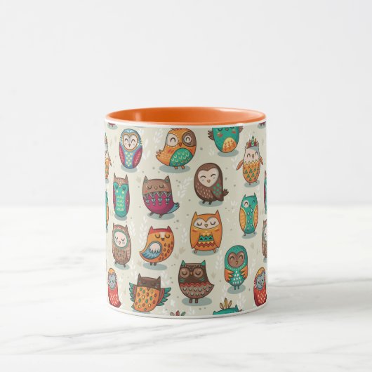 Cute Owl Pattern Mok (Midden)