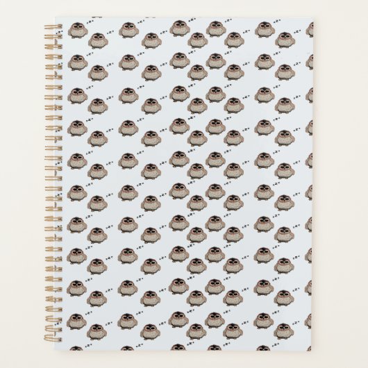 Cute Owl Pattern Pencil Sketch Planner (Devant)