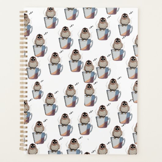 Cute Owl Pattern Pencil Sketch Planner (Devant)