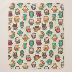 Cute Owl Pattern Sherpa Blanket Deken
