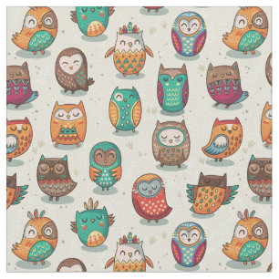 Cute Owl Pattern Stof
