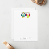 Cute Owl Personal Stationery Notitiekaartje (Voorkant / Achterkant in situ)
