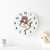 Cute Owl Personalized Grote Klok (Huis)