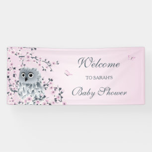 Cute Owl Pink Cherry Blossom Custom Baby shower Spandoek