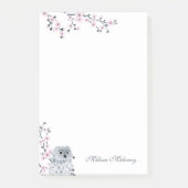 Cute Owl Pink Grey Monogram Post-it® Notes (Voorkant)