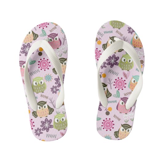Cute Owl Pink. Teenslippers kind (Voetbed)