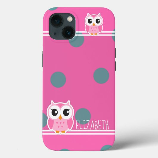 Cute Owl Polka Dots Case-Mate iPhone Case (Achterkant)
