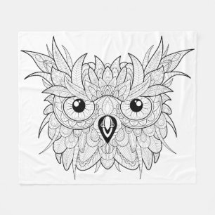 Cute Owl Portrait Doodle Fleece Deken