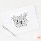 Cute Owl Portrait Doodle Vierkante Sticker (Envelop)