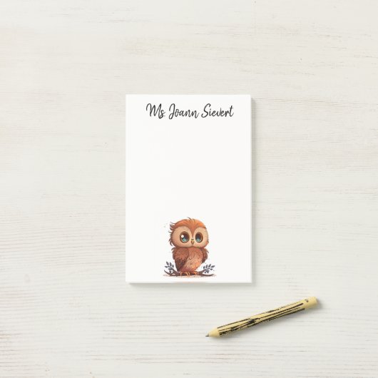 Cute Owl Post-it Notes (Op bureau)