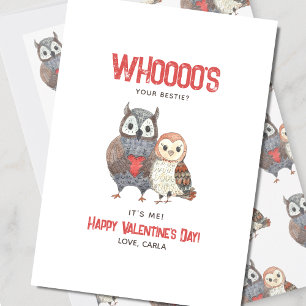 Cute Owl Pun Bestie Valentijnsdag Feestdagenkaart