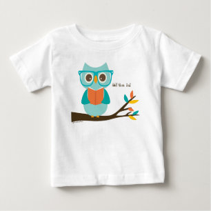 Cute Owl Reading Personalized Colorful Turquoise