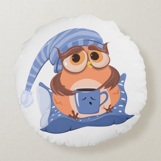 Cute Owl Rond Kussen (Achterkant)