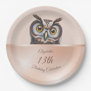 Cute Owl Roos Gold   Aangepaste Borden op jaarpapi Papieren Bordje