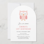 Cute Owl simple invitation de premier anniversaire (Devant)